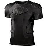 Eicolorte Men Padded Compression Shirt 6-Pads Chest Rib Protector Padded Football Shirt Protective Gear for Football Rugby Basketball (Large)
