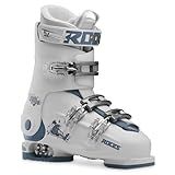 ROCES Idea Free Adjustable Youth Ski Boots – White/Teal | Kids & Junior Alpine Ski Boots Size 22.5-25.5 | 3-Buckle with Power Strap