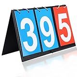 Portable Scoreboard, 2/3/4 Digit Flip Sports Scoreboard Score Counter for Table Tennis Basketball(3 Digit)