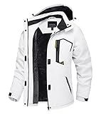 TACVASEN Women's Winter Jacket Waterproof Ski Jackets Snow Coat Raincoat Warm Fleece Windbreaker White, XL