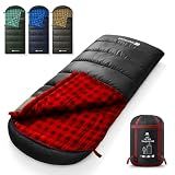 TANSTRIDER Cotton Flannel XXL Winter Sleeping Bags for Adults Big and Tall,Cold Weather 90x39 Inch Camping Sleep Bag,Waterproof Machine Washable 4 Season Outdoor Camping Gear,2-Way Zipper,7lb,30-40℉