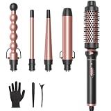 Wavytalk 5 in 1 Curling Wand Set with Thermal Brush & 0.5"-1.25" Barrels