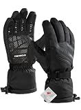 TRENDOUX Winter Gloves Men Women Cold Weather Ski Thermal Mens Gloves Man with Thermohandz Warming Hot Lining Grip Silicone for Motorcycle Adult Skiing Driving Biking Riding Skating - Black L