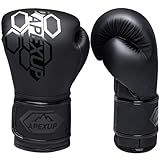 APEXUP Boxing Gloves for Men Women, Integrated Thickened Padding, Boxing Training Kickboxing Heavy Bag Gloves for MMA Kickboxing Muay Thai Sparring (14oz, Black)