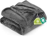 Utopia Bedding Ultra Soft Fleece Bed Blanket Queen Size Grey (90x90 Inches)