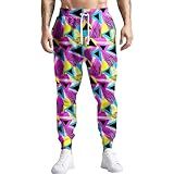 80s 90s Mens Joggers Pants Sports Funny Workout Running Printed Retro Sweatpants Casual Track Pants with Pockets(Purple-S