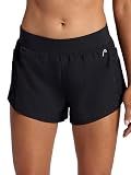 HEAD Women’s Vigor Short, Relaxed Fit, 3” Inseam, Mid-Rise, Stretch Lightweight Material, Moisture-Wicking, Black, Medium