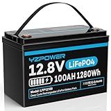 LifePO4 Battery 12V 100AH,EV Grade Cells 1280Wh Max Energy and Built in BMS 6000+ Deep Cycle Battery 10 Year Lifespan for RV,Marine,Solar Home Energy Storage,Fish Finders,Trolling Motors