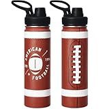 Football Water Bottle, 24 oz Insulated Stainless Steel Sports Bottle with Straw, Football Stuff Gifts for Boys