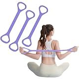 Nzwnxdtq Figure 8 Resistance Band With Handles, Elastic Bands for Working Out,Arm,Back,Shoulder Training Elastic Ropes,Exercise Equipment for Yoga, Pilates,Physical Therapy Stretching（3 Pack） (Purple)