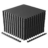 CAP Barbell 1-Inch Interlocking EVA Foam Exercise Puzzle Mat Home Gym Flooring - 3 Pack | 24" x 24" x 1" | T Pattern - Black
