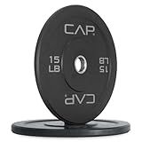 CAP Barbell Economy Olympic Bumper Plate Set with Gray Logo, Black, 15 lb Pair