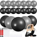 Sotiff 20 Pcs Small Pilates Ball Bulk 9 Inch Mini Yoga Ball, Gray,Black