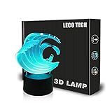 LECO TECH Surfing Night Light Table Bedside Lamp 3D Illusion Remote Control 16 Colors Changing, Perfect Gifts for Surfer Men Women Boys Girls Kids Lover Room Party Decorations