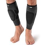 CAMBIVO Calf Compression Sleeves with EVA Pads for Shin Splints, Shin Guards for Men & Women, Leg Brace Support for Running (Pure Black, Large)