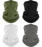 ROXUN 4 Pack Neck Gaiter, Cooling Breathable Face Mask UV Protection Scarf Hiking Bandana for Men/Women Black+Gray+White+Army Green