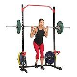 Sunny Health & Fitness Power Zone Squat Stand Power Rack Cage - SF-XF9931, Upright,Black/Red