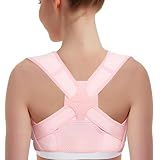 Vicorrect Posture Corrector for Women and Men: Adjustable Brace Straps for Upper Back Pain Relief and Shoulder Support (Pink, S/M)