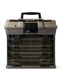 Plano Guide Series StowAway 4-By Rack System Tackle Box, Holds 4 3700 Utility Tackle Boxes, Quick-Access Top Storage with DuraView Lid, Durable Construction, Flexible, Adaptable Fishing Box