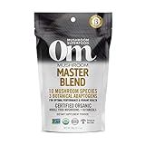 Om Master Blend Mushroom Powder – Organic Mushroom Supplement with 10 Mushrooms and Ashwagandha - Support Immunity, Gut Health & Stress Relief, 3.17 oz (40 Servings)