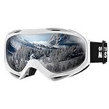 OutdoorMaster OTG Ski Goggles - Over Glasses Ski/Snowboard Goggles for Men, Women & Youth - 100% UV Protection (White Frame + VLT 10% Grey Lens)