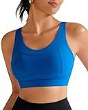 RUNNING GIRL High Impact Sports Bras for Women,Racerback Running Bra Workout Crop Tank Tops Longline Sports Bra Push up(WX2667 Cerulean Blue M)