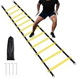 1/2/4 Pack Agility Ladder Set, 12 Rungs Agility Ladder Set, Speed Training Ladder with Steel Stakes and Carry Bag for Soccer, Speed Fitness Feet Training (1 Pack, 12 Rungs)