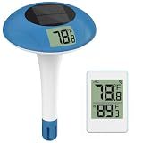 Wireless Pool Thermometer, Digital Floating Thermometer Easy Read IPX8 Waterproof Solar Temperature Gauge for Swimming Pool, Aquarium, Pond, 328 Feet Long Connection