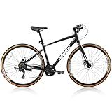 Kids Bike for Boys and Girls, 24-Speed 24/26 Inch with 700C Wheel Adjustable Height, Youth Bike with Dual Disc Brakes and Trigger Shifting, Lightweight Kids Bicycle with Internal Wiring Frame, Black