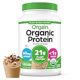 Orgain Organic Vegan Protein Powder, Iced Coffee - 21g Plant Protein, 60mg of Caffeine, Low Net Carb, No Lactose Ingredients, No Added Sugar, Non-GMO, For Shakes & Smoothies, 2.03 lb