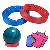 WodGod 2PCS Bowling Ball Spinner with 4 Cleaning Cloths-High Performance Ball Polisher & Cleaner,Bottom Anti-Skid Pad,Suitable for All Ball Types,Durable & Easy to Use（Blue and Red）
