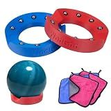 WodGod 2PCS Bowling Ball Spinner with 4 Cleaning Cloths-High Performance Ball Polisher & Cleaner,Bottom Anti-Skid Pad,Suitable for All Ball Types,Durable & Easy to Use（Blue and Red）