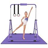 RINREA Gymnastic Bars for Kids with Adjustable Height, Folding Gymnastic Training Kip Bar, Expandable Horizontal Bar for Home