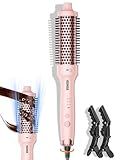 Thermal Brush for Hair Volume Boost, Upgraded Heated Round Brush with 2× Negative Ions Release for Less Frizzy, 1.5 Inch Dual Voltage Curling Brush 360° Airflow Heated (Not for Hair Drying) - Pink