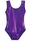 Domusgo Gymnastics Leotards for Girls 7-8 Years Old Purple Sparkly One Piece Tumbling Outfits