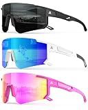 QALLY Polarized Sports Sunglasses for Men Women, UV400 Protection Mens Sunglasses Wrap Around Sun Glasses for Cycling Running