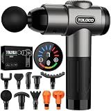 TOLOCO Massage Gun, Deep Tissue Back Massage for Athletes for Pain Relief, Percussion Massager with 10 Massages Heads & Silent Brushless Motor, Fathers Day Dad Gifts, Grey