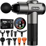 TOLOCO Massage Gun, Deep Tissue Back Massage for Athletes for Pain Relief, Percussion Massager with 10 Massages Heads & Silent Brushless Motor, Valentines Day Gifts for Him Her, Grey