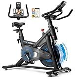 Magnetic Exercise Bike for Home – Adjustable Silent Spin Bike with 350lb Capacity, APP Connectivity, LCD Monitor & Device Holder – Indoor Cycling Bike for Cardio & Weight Loss
