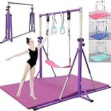 FC FUNCHEER Foldable Gymnastics Bar,5FT Horizontal bar,Adjustable Kids Training bar for Kids Ages 3-15,Kids Gymnastics bar,Triangle Stable Structure-Gym Equipment for Home