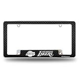 Rico Industries NBA Los Angeles Lakers Carbon Fiber 12" x 6" Chrome All Over Automotive License Plate Frame for Car/Truck/SUV