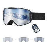 VOZAPOW Photochromic Ski Goggles Over Glasses with HD Lens, 100% UV Protection Snow Snowboard Goggles Anti Fog for Men, Women, Youth