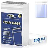 DEDC 200 Pcs Card Sleeves Team Bags for Trading Cards, Team Bag Fit 3x4inch 35PT Top Loaders for Trading Card Shipping Sports Graded Card Sleeves Protector
