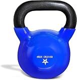Yes4All Kettlebell, 45 lb Vinyl Coated Cast Iron Strength Training Kettlebells for Home Gym Exercises, Heavy Weights Gym, Fitness, Full Body Workout Equipment, Push up, Grip, Strength Training - Blue