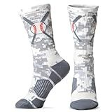 ChalkTalkSPORTS Baseball Performance Crew Socks - Crossed Bats - Digital Camo - Baseball Mid-Calf Socks - Youth
