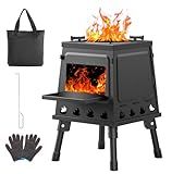 GVUHR Portable Wood Burning Stove - Lightweight Cast Iron Camp Stove for Backpacking，A Small Size 8.9in * 8.9in * 8.7in Backpacking Camping Stove Kit (Black, Small)