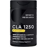 Sports Research CLA - 1250mg with Active Conjugated Linoleic Acid for Men and Women | Non-GMO, Soy & Gluten Free - 95% (90 Softgels)