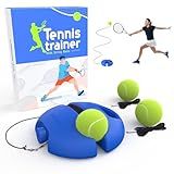 CHEGIF Tennis Trainer Rebound Ball with 3 String Balls, Portable Tennis Training Tool Suitable for Beginners Sport Exercise-Blue (Blue)