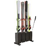 TOCRETOARE Heavy Duty Metal Ski Storage Rack, 4 Pair Freestanding Steel Ski Holder, Floor Stand Ski Organizer Rack, Snowboard Floor Stand Organizer for Garage and Home