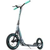 Madd Gear Large Kick Scooter for Adults, Teens & Kids 8-12 with Kickstand – 12" Air-Filled Tires, Wide Deck, Lightweight Steel Frame – Metro Urban Glide 300 (Grey Teal)